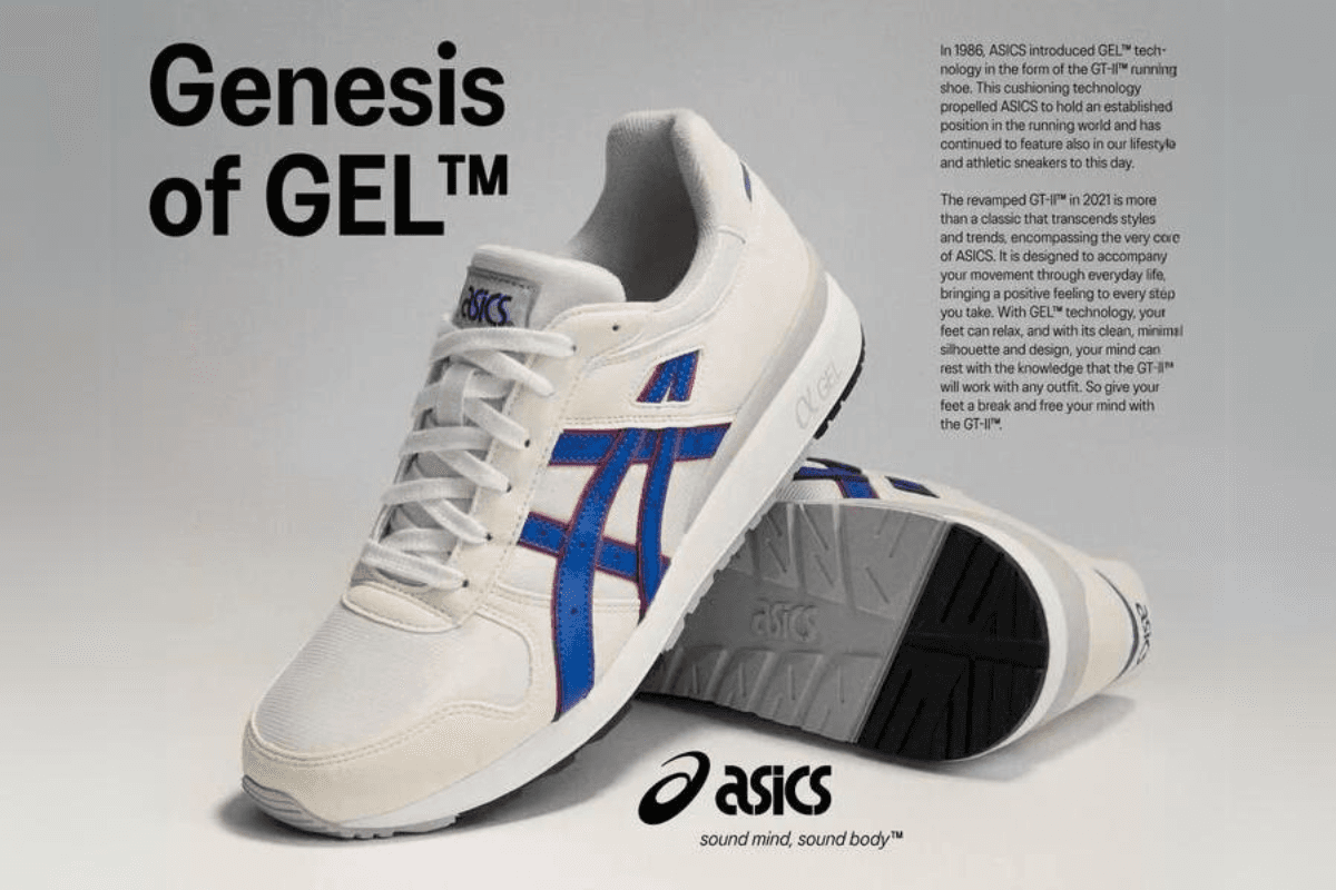 Poster of the introduction of Asics Gel series