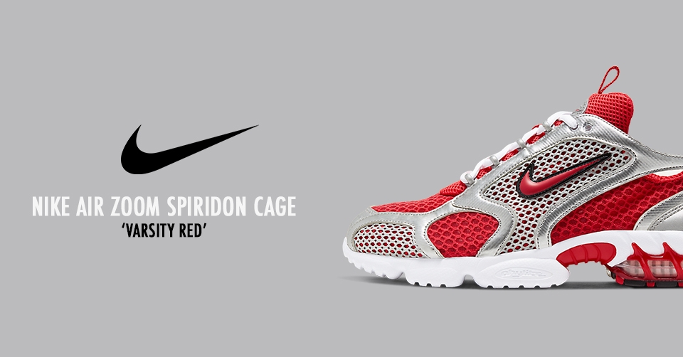 De Nike Air Zoom Spiridon Cage 'Varisty Red' verschijnt eind deze maand