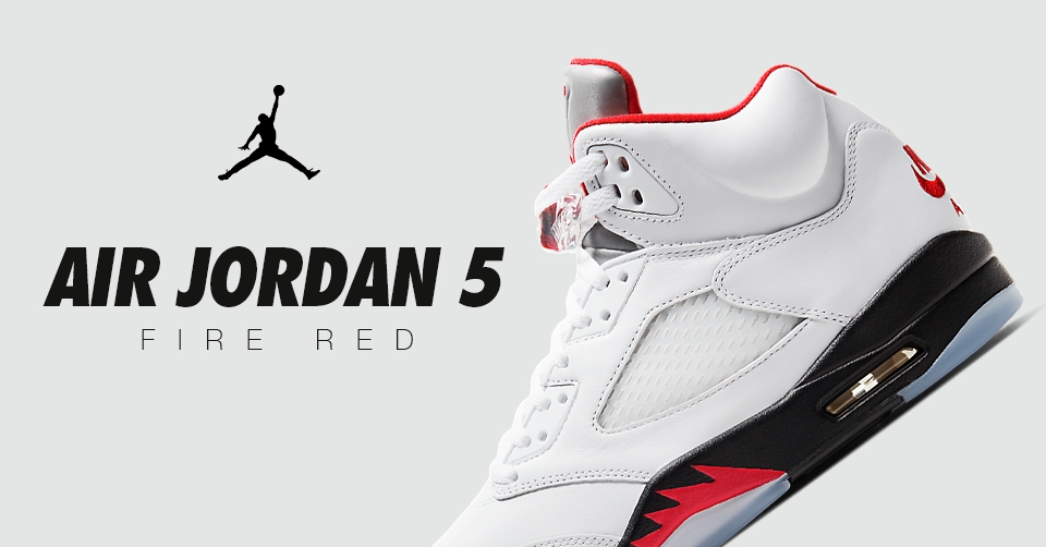 Release reminder: de Air Jordan 5 Retro 'Fire Red' dropt deze zaterdag 2 mei