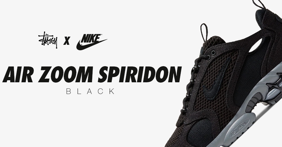 De nieuwe Stüssy x Nike Air Zoom Spiridon Cage 2 'Black' verschijnt nog in 2020