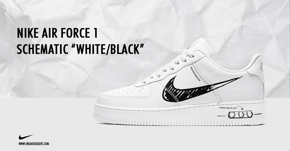 De Nike Air Force 1 Low Schematic 'White/Black' is nu verkrijgbaar