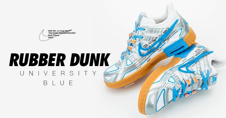 De nieuwste Off-White x Nike Rubber Dunk 'University Blue' dropt binnenkort
