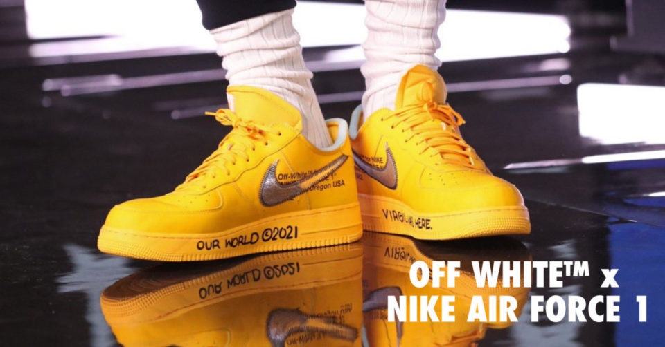 De nieuwste Off-White™ x Nike Air Force 1 'University Gold' is on the way!