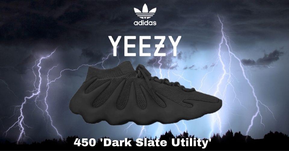 De adidas Yeezy 450 'Dark Slate Utility' heeft een donkere colorway