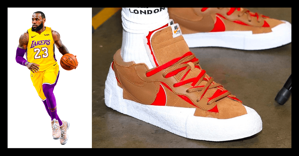 LeBron James draagt de Sacai x Nike Blazer Low &#8216;Light British Tan&#8217;