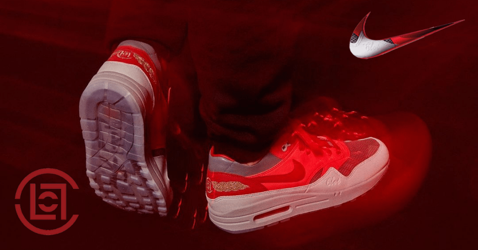 De beelden van de CLOT x Nike Air Max 1 &#8216;Kiss of Death &#8211; Solar Red&#8217; zijn verschenen
