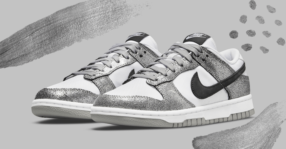 De nieuwe Nike Dunk Low &#8216;Shimmer&#8217; bevat zilver leer