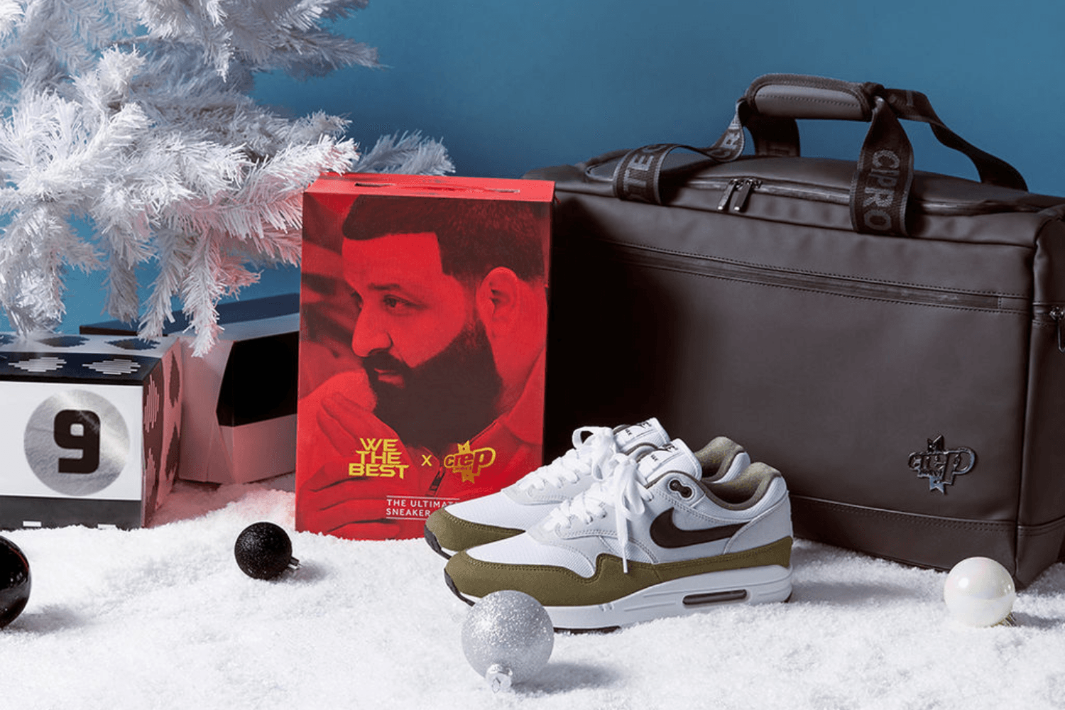 Sneakerjagers x Foot Locker 12 Days of Gifting – Crep Protect x DJ Khaled sneaker care box + Nike Air Max 1 &#8216;Medium Olive&#8217;