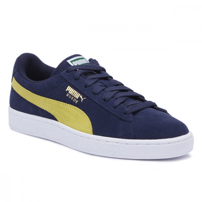 PUMA Mens Peacoat Blue / Blazing Yellow Suede Classic Trainers 36534751