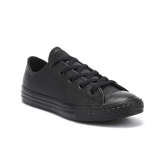 Converse All Star Ox Youth Black Mono Leather Trainers 343913C