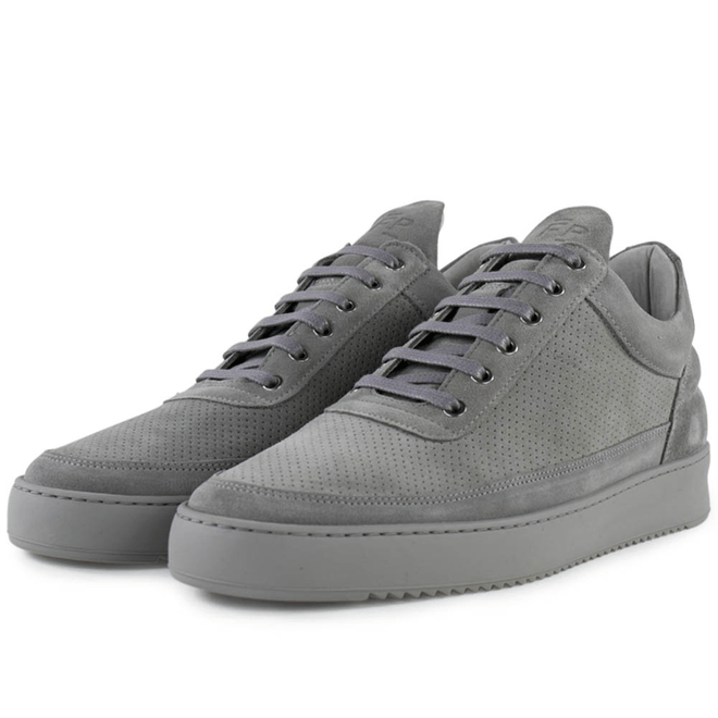 Filling Pieces Low Top Ripple Suede Perforated 'Cement Grey' 25127041866