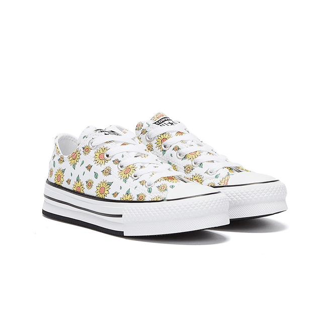 Converse All Star Lift Sunflower Junior White Trainers 670881C