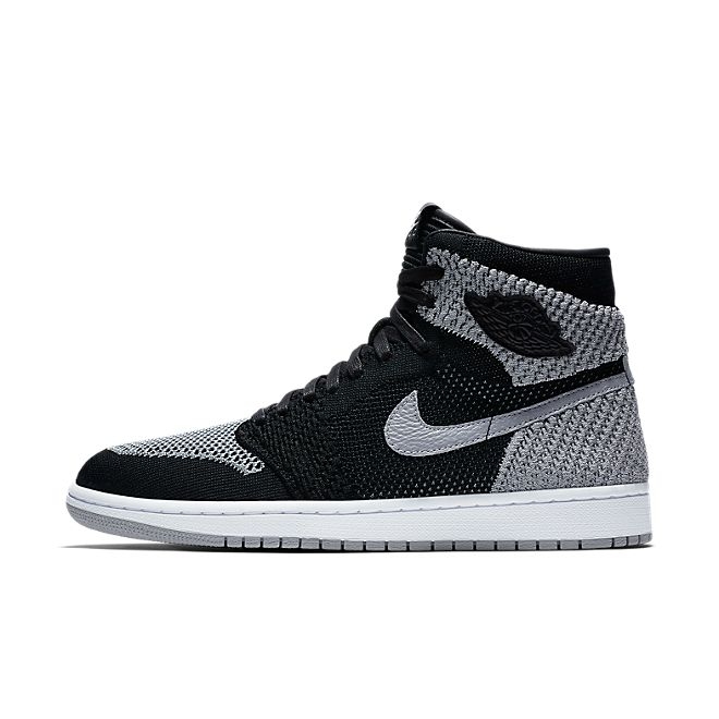 Nike Air Jordan 1 Retro High Flyknit (Black / Wolf Grey - White) 919704 003