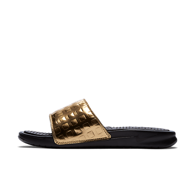 Nike Benassi Just Do It Ultra Premium Women's Slide Black/Black (GOLD) 818737-002