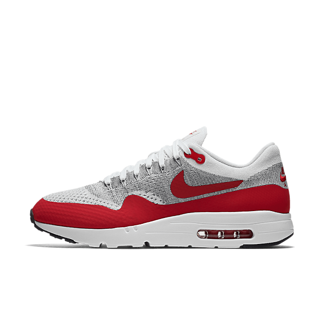 Nike Air Max 1 Ultra Flyknit (White/Pure Platinum-Cool Grey-University Red) 843384-101